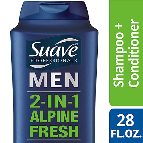 slide 1 of 1, Suave Professionals Men Shampoo + Conditioner 2 In 1 Alpine Fresh, 28 fl oz