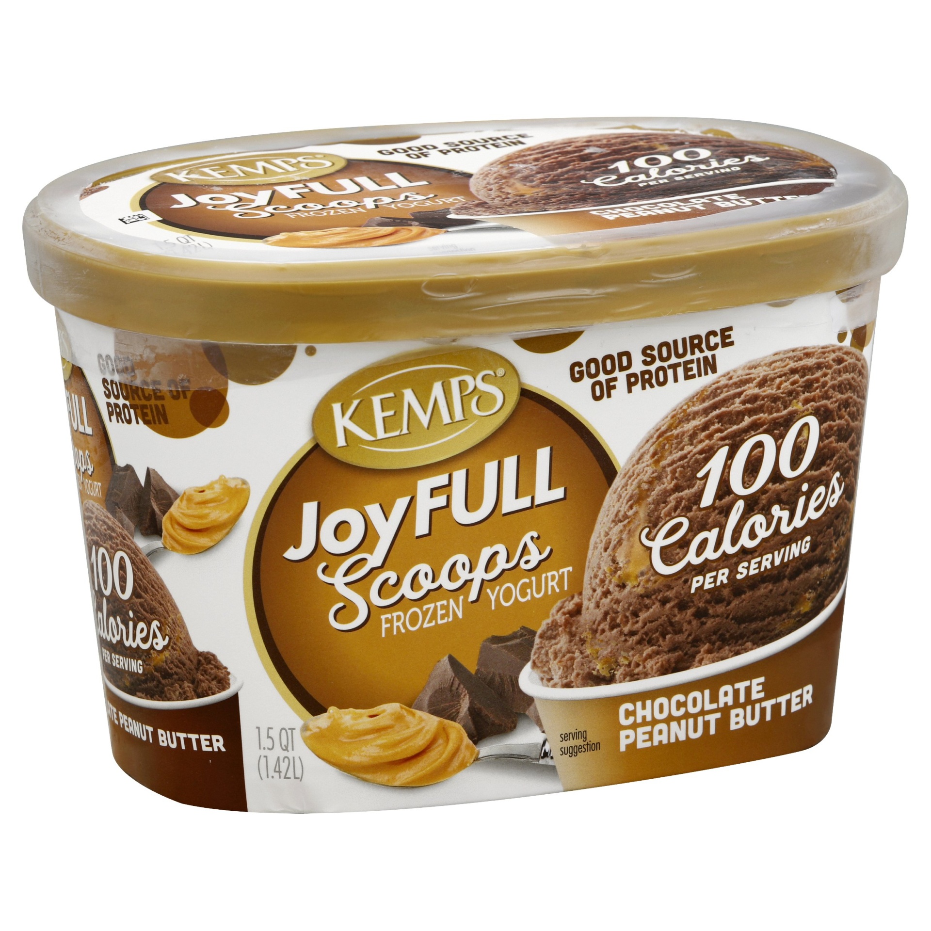 slide 1 of 1, Kemps JoyFULL Scoops Chocolate Peanut Butter Frozen Yogurt, 1.5 qt