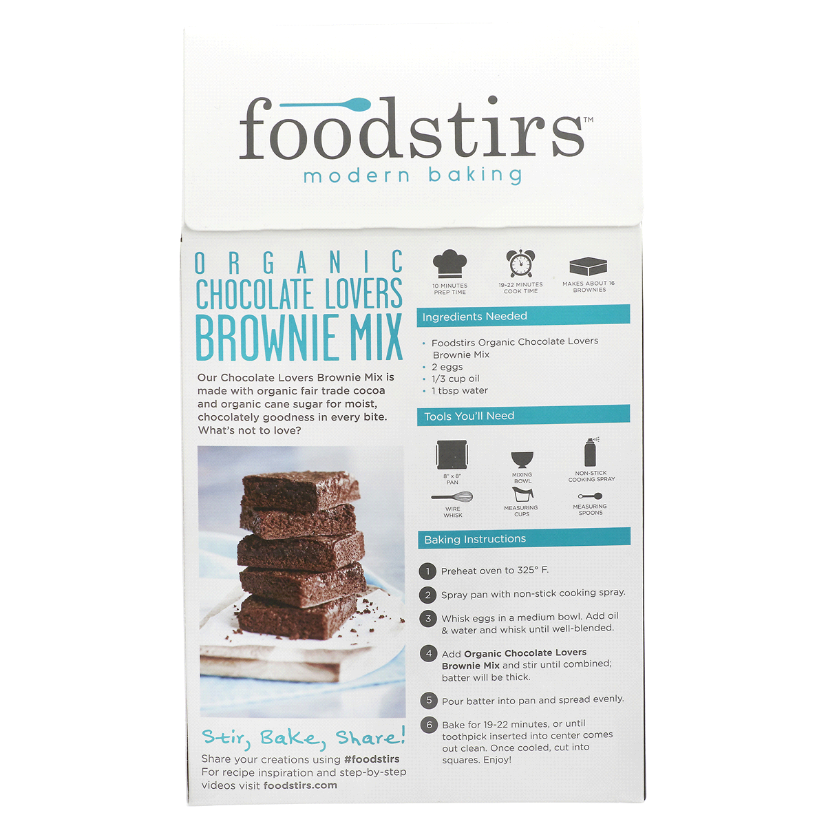 slide 2 of 2, Foodstirs Modern Baking Organic Chocolate Lovers Brownie Mix, 13 oz