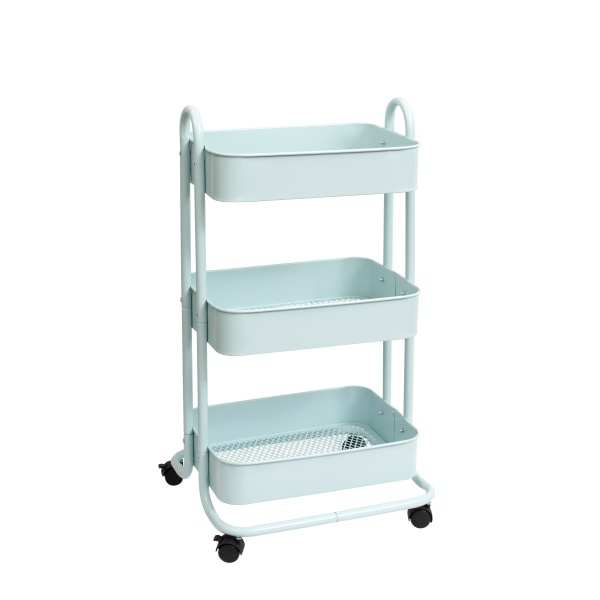 slide 1 of 3, We R Memory Keepers 3-Tier Steel Rolling Storage Cart, Pale Blue, 1 ct