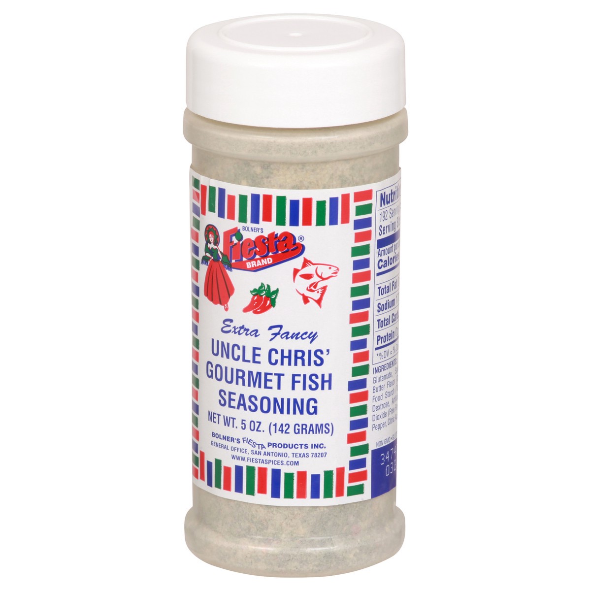 slide 5 of 12, Fiesta Extra Fancy Uncle Chris' Gourmet Fish Seasoning 5 oz, 5 oz