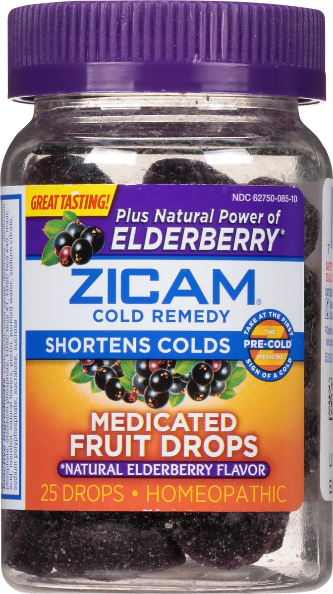slide 4 of 9, Zicam Medicated Fruit Drops Natural Elderberry Flavor Cold Remedy 25 Drops, 25 ct