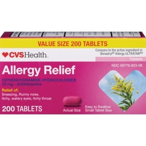slide 1 of 1, CVS Health Allergy Relief Diphenhydramine Tablets, 200 ct