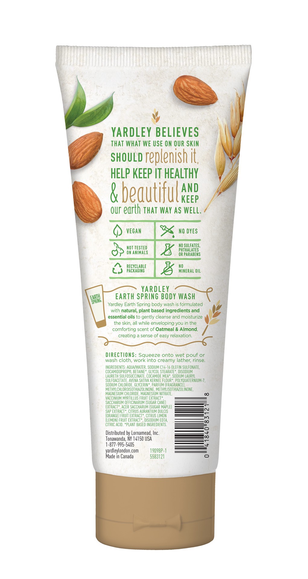 slide 2 of 2, Yardley London Earth Spring Body Wash, Oatmeal & Almond With Natural Oatmeal, 11 oz
