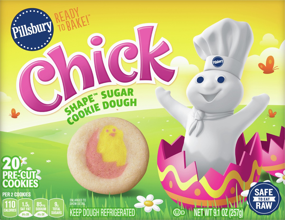 slide 4 of 14, Pillsbury Ready To Bake Chick Shape Sugar Cookie Dough, 20 Cookies, 9.1 oz., 20 ct