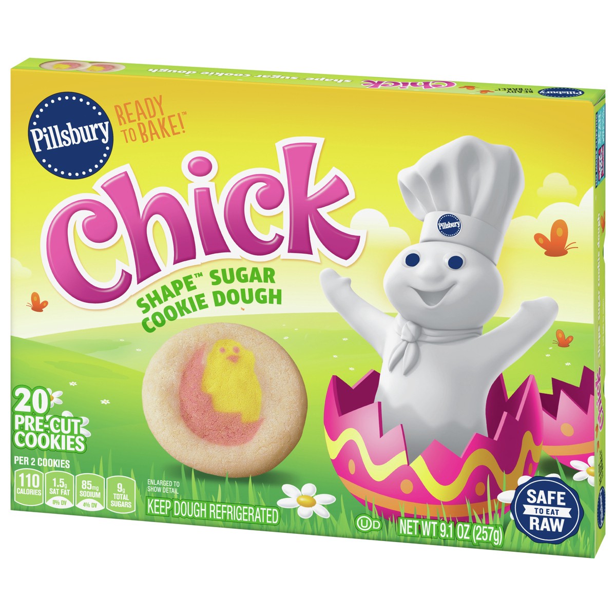 slide 6 of 14, Pillsbury Ready To Bake Chick Shape Sugar Cookie Dough, 20 Cookies, 9.1 oz., 20 ct