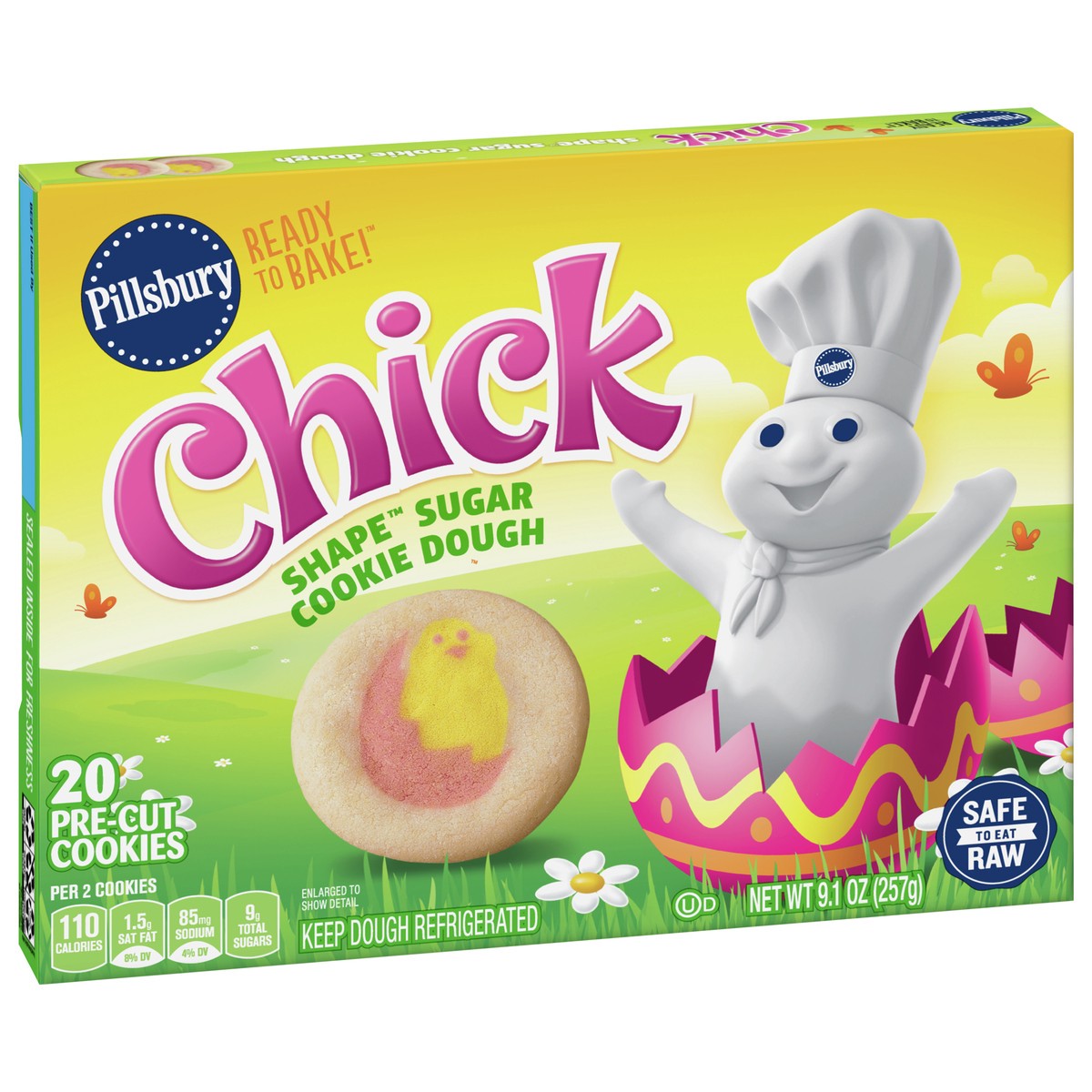 slide 2 of 14, Pillsbury Ready To Bake Chick Shape Sugar Cookie Dough, 20 Cookies, 9.1 oz., 20 ct