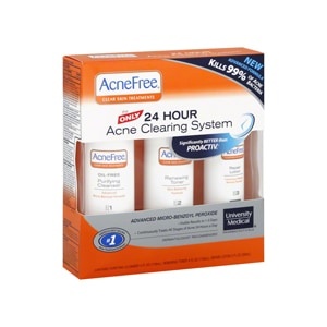 slide 1 of 1, AcneFree 3 Step 24 Hour Acne Treatment Kit With Benzoyl Peroxide, 3 ct