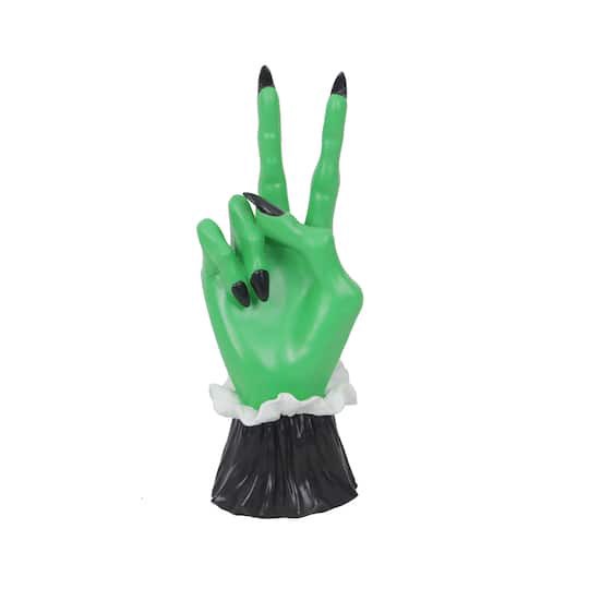 slide 1 of 2, 9" Green Peace Sign Witch Hand Tabletop Decor By Ashland, 9 in