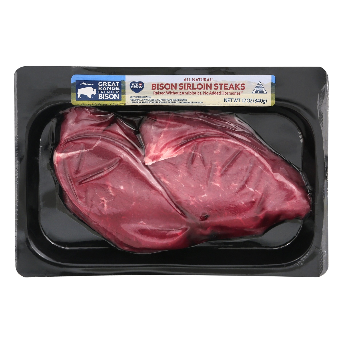 slide 1 of 10, Great Range Premium Sirloin Steaks Bison 12 oz, 12 oz