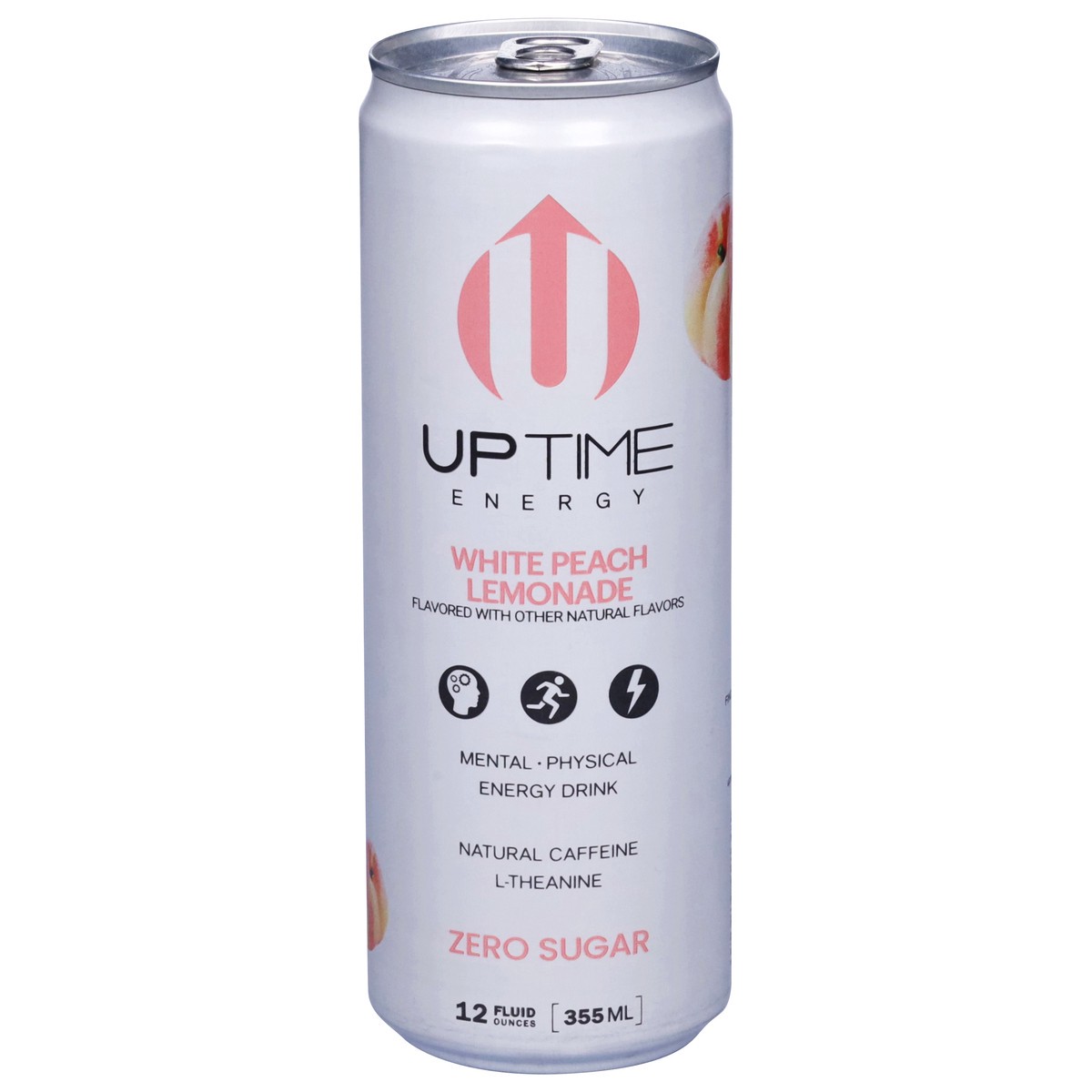 slide 1 of 9, UPTIME Zero Sugar White Peach Lemonade Energy Drink 12 fl oz, 12 oz