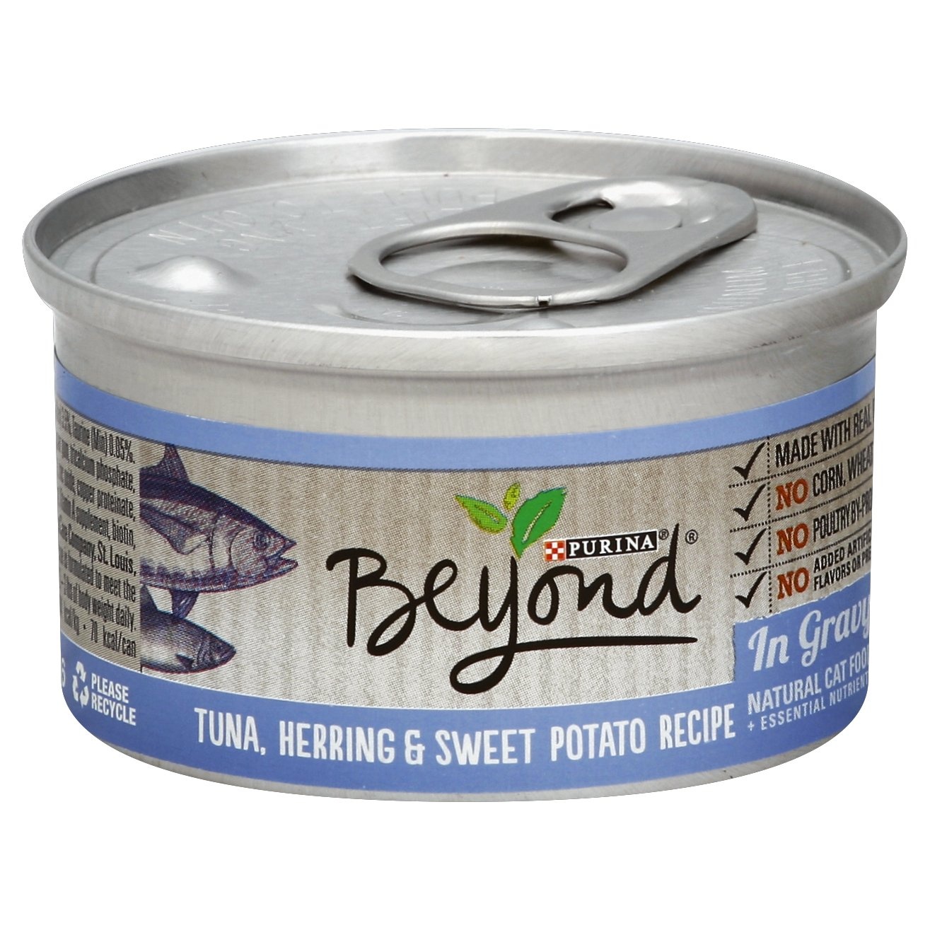 slide 1 of 1, Purina Beyond Tuna, Herring & Sweet Potato Recipe in Gravy Cat Food, 3 oz