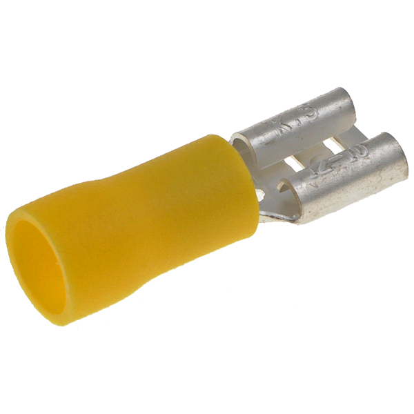 slide 1 of 1, 12-10 Gauge Female Disconnect, .250 In., Yellow, 1 ct