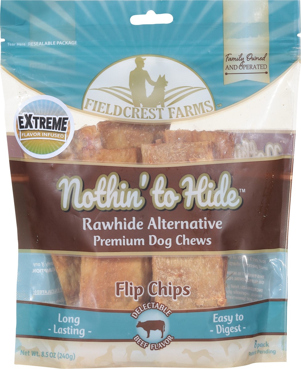 slide 2 of 9, Fieldcrest Farms Nothin' to Hide Filip Chips Premium Beef Flavor Dog Chews 8 ea, 8 ct