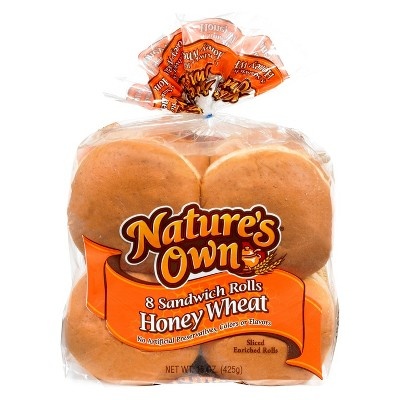 slide 1 of 1, Nature's Own Honey Wheat Sandwich Rolls, 8 ct