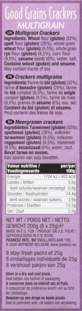 slide 4 of 13, Paskesz Golden Harvest Multigrain Original Good Grain Crackers 8 ea, 8 ct
