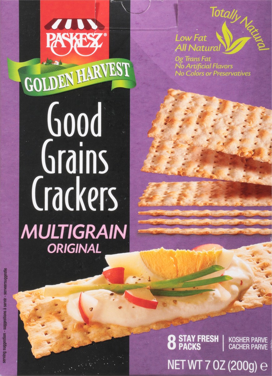 slide 3 of 13, Paskesz Golden Harvest Multigrain Original Good Grain Crackers 8 ea, 8 ct