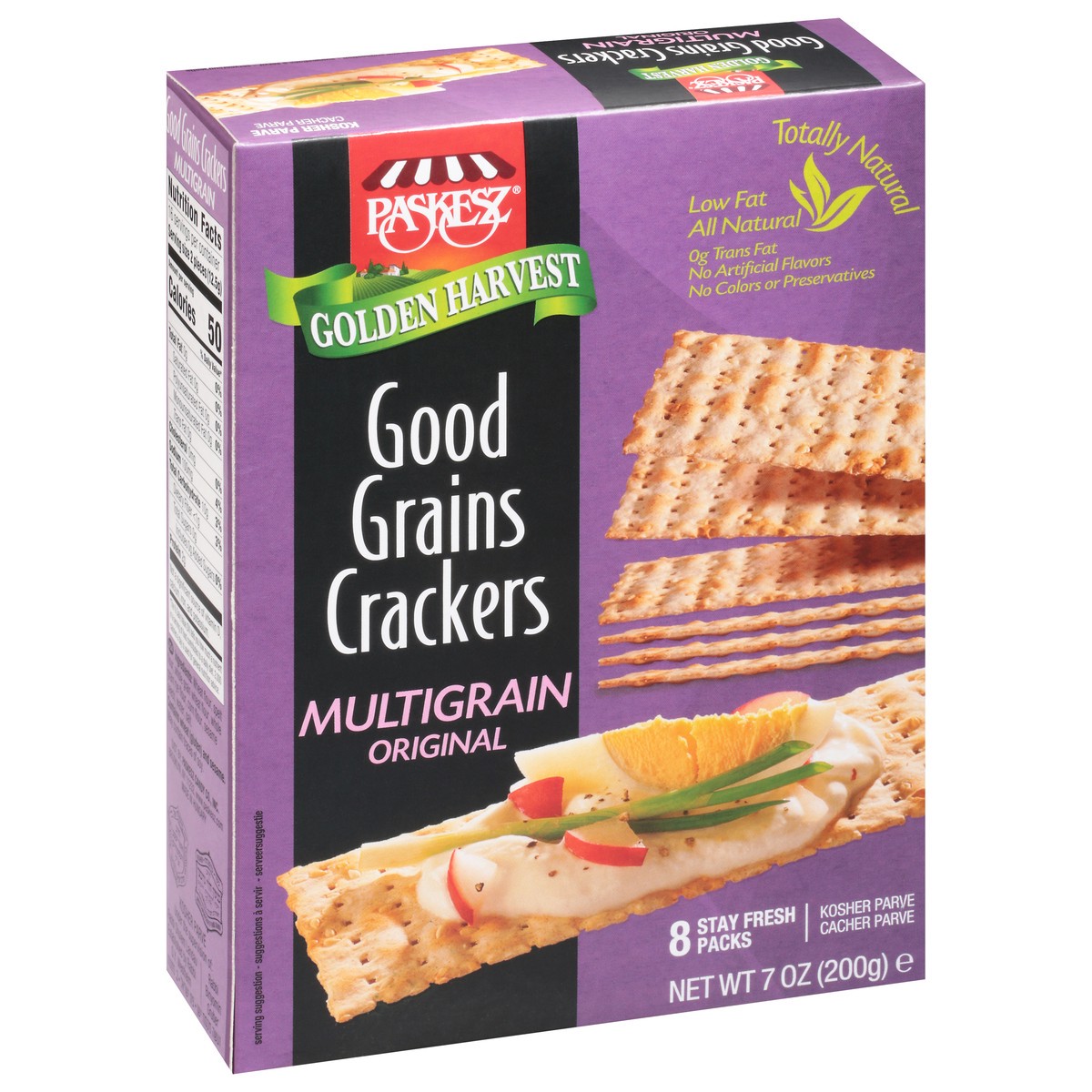 slide 12 of 13, Paskesz Golden Harvest Multigrain Original Good Grain Crackers 8 ea, 8 ct