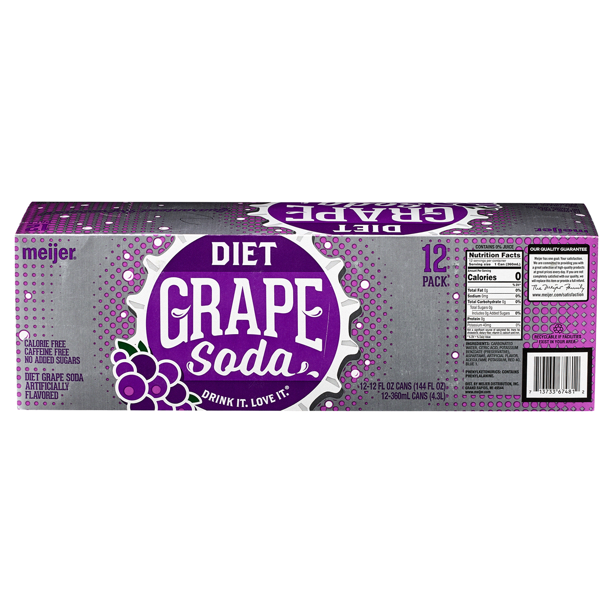 Meijer Diet Grape Soda Cans 144 fl oz | Shipt