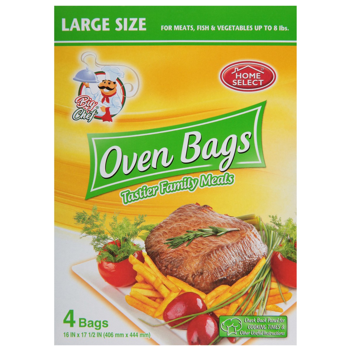 slide 8 of 9, Home Select Large Size Oven Bags Large Size 4 ea, 4 ct