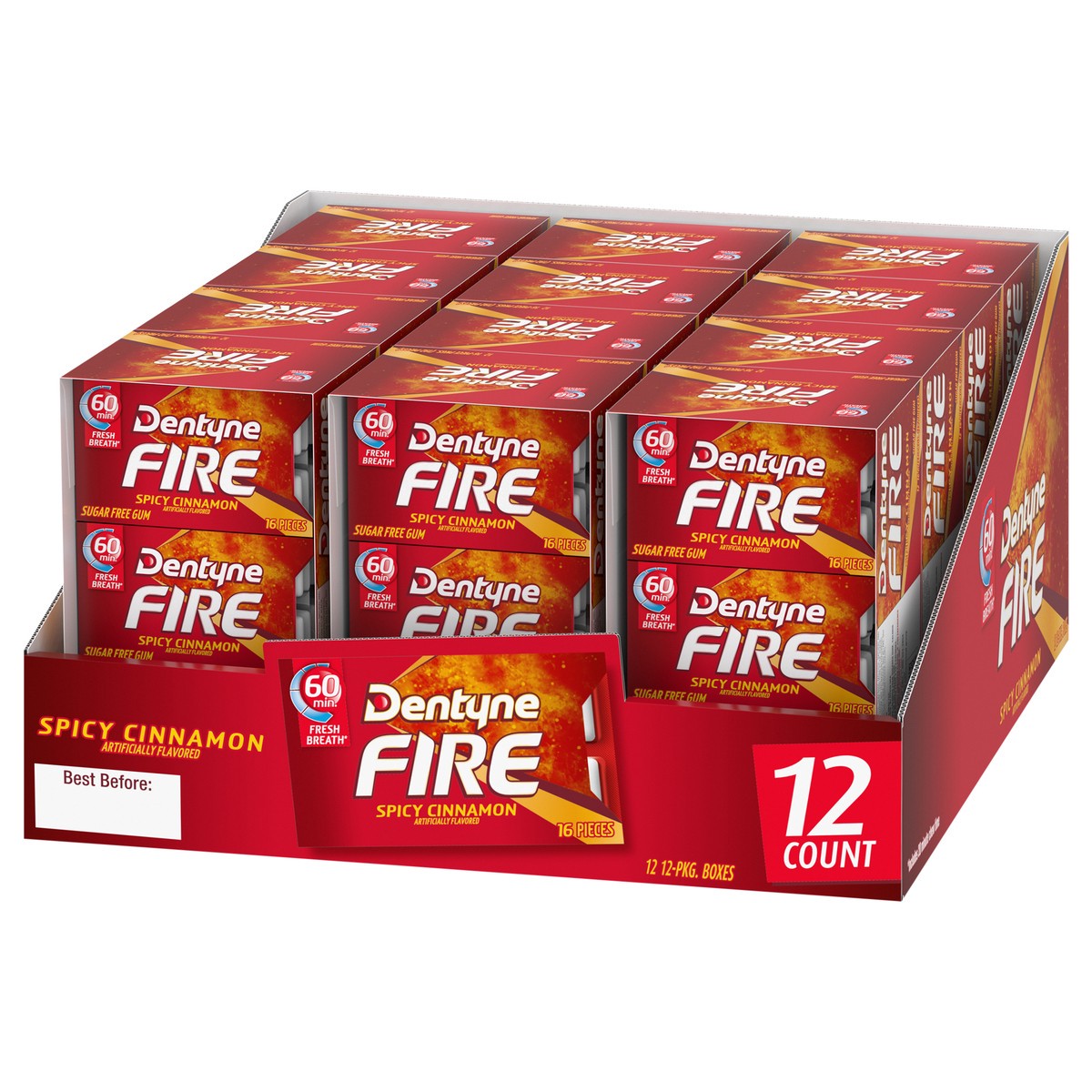 slide 3 of 8, Dentyne Fire Spicy Cinnamon Sugar Free Gum, 16 Piece Pack, 0.8 oz