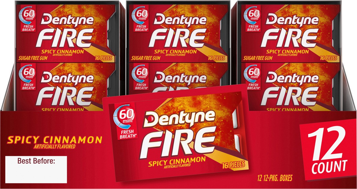 slide 4 of 8, Dentyne Fire Spicy Cinnamon Sugar Free Gum, 16 Piece Pack, 0.8 oz