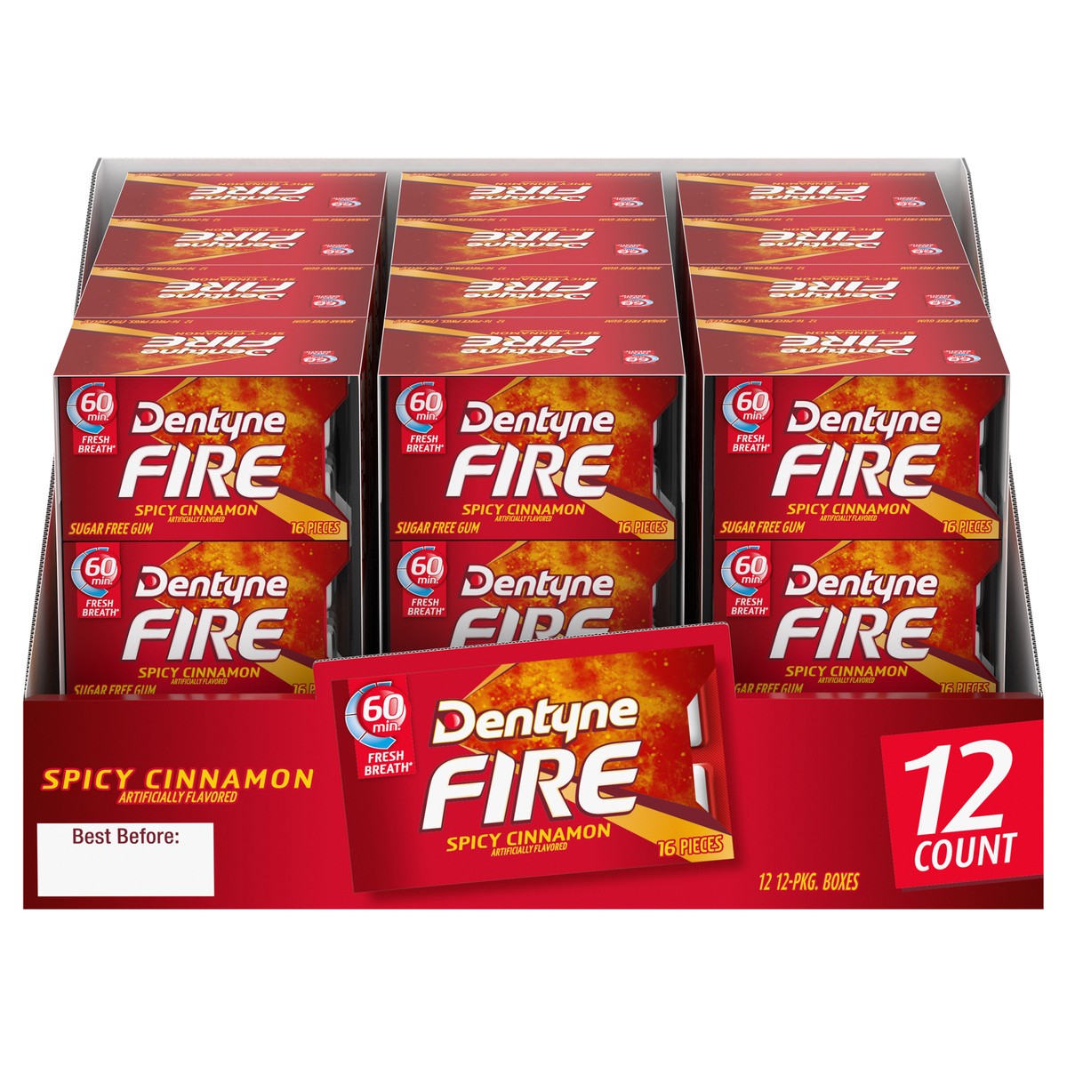 slide 1 of 8, Dentyne Fire Spicy Cinnamon Sugar Free Gum 12-12 ct Packs, 12 ct
