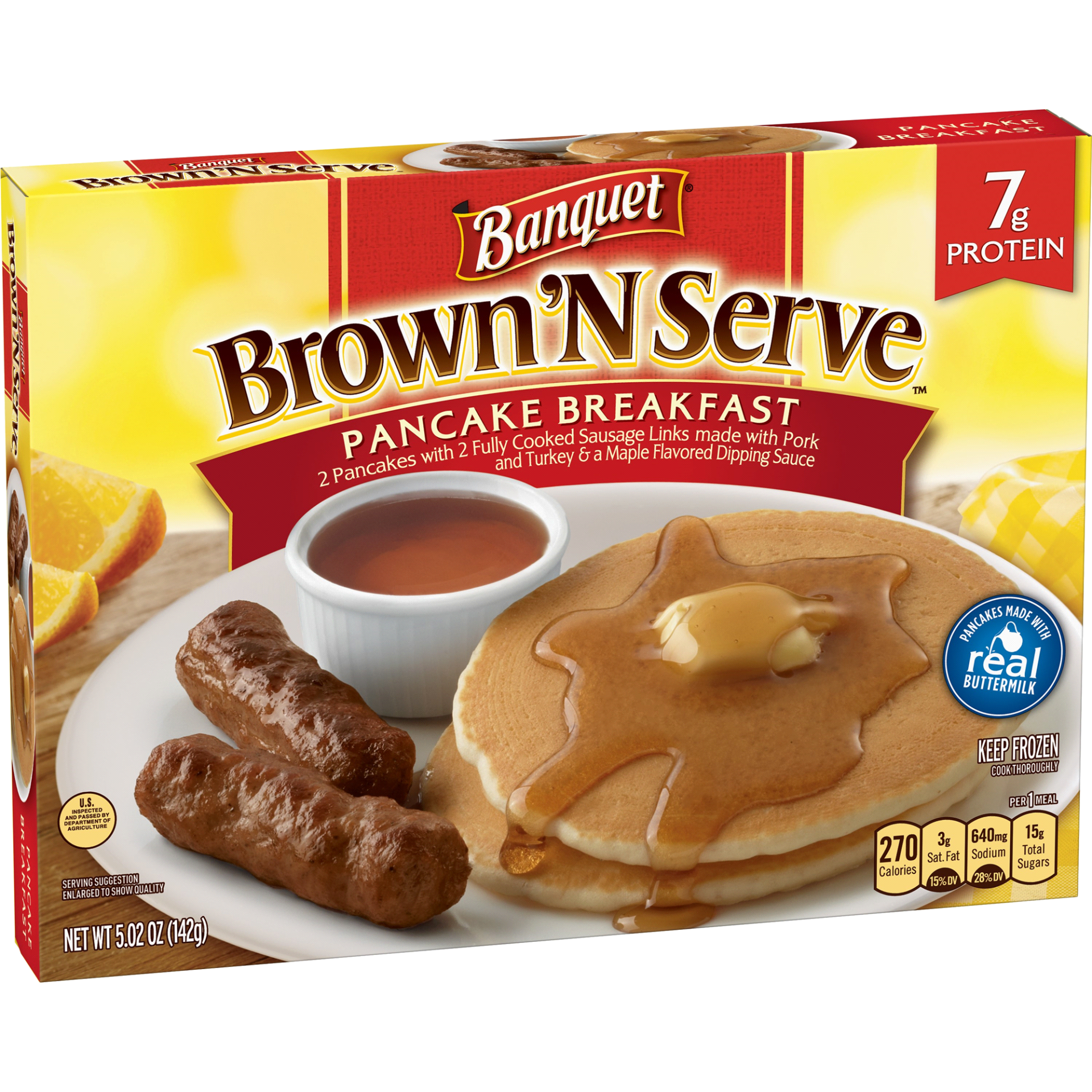slide 1 of 29, Banquet Brown' N Serve Pancake Breakfast Entree, 5.02 oz