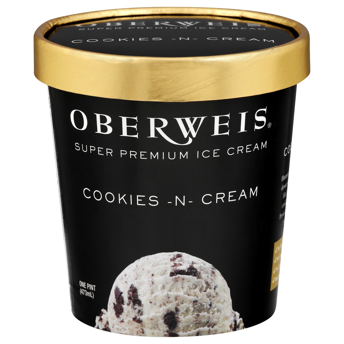 slide 1 of 1, Oberweis Cookies-N-Cream Super Premium Ice Cream, 1 pint