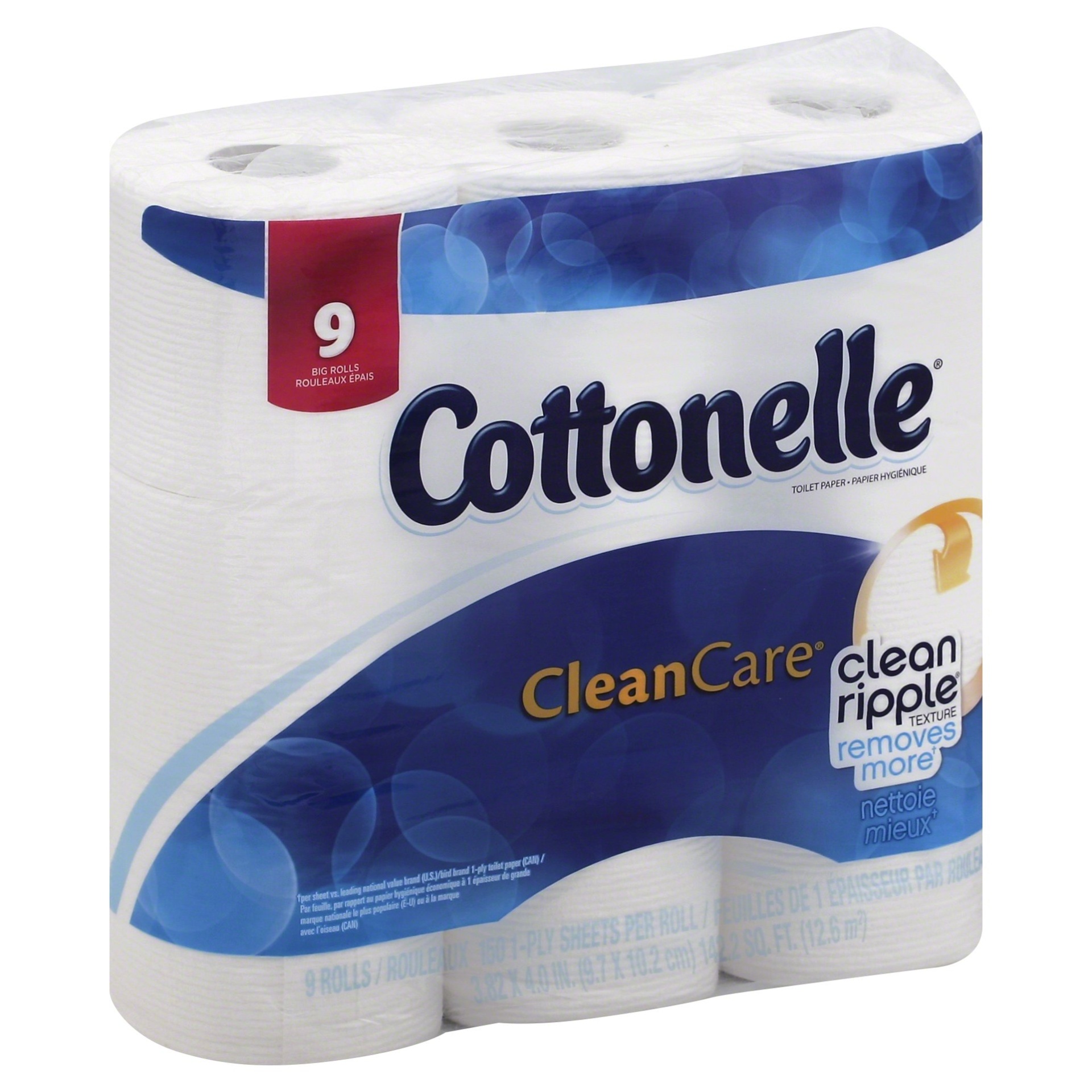 slide 1 of 3, Cottonelle Clean Care Toilet Paper, Bath Tissue, Big Roll, 9 ct