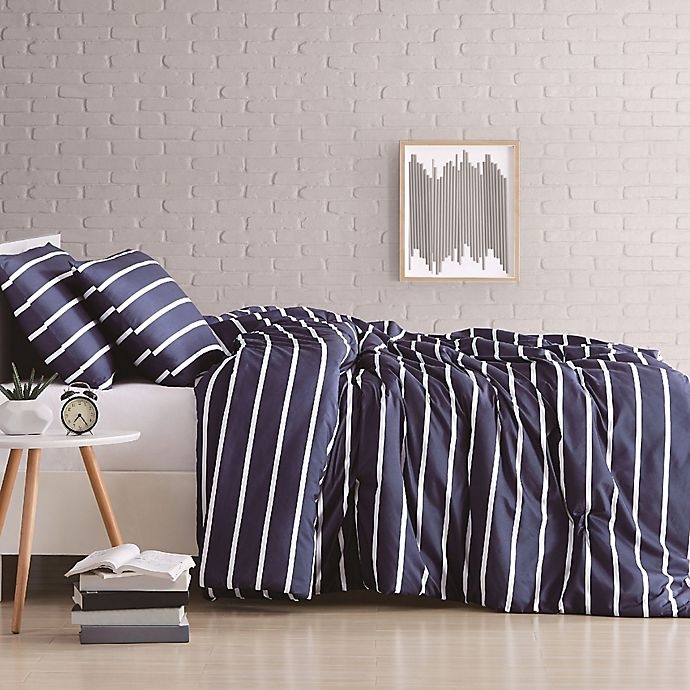 slide 2 of 6, Truly Soft Maddow Stripe Twin XL Duvet Set - Navy, 2 ct