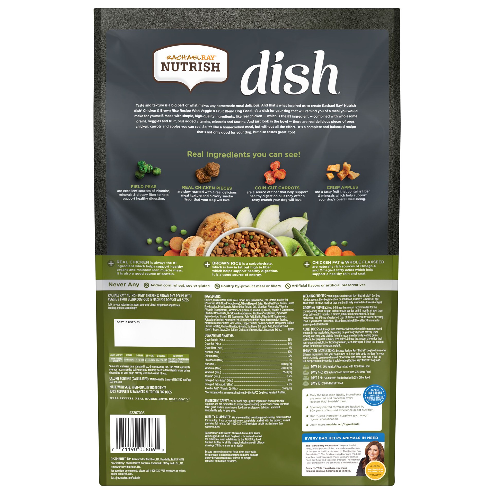 slide 5 of 9, Rachael Ray Nutrish Dish Chicken & Brown Rice Recipe With Veggie & Fruit Blend Dry Dog Food, 23 lb. Bag, 23 lb