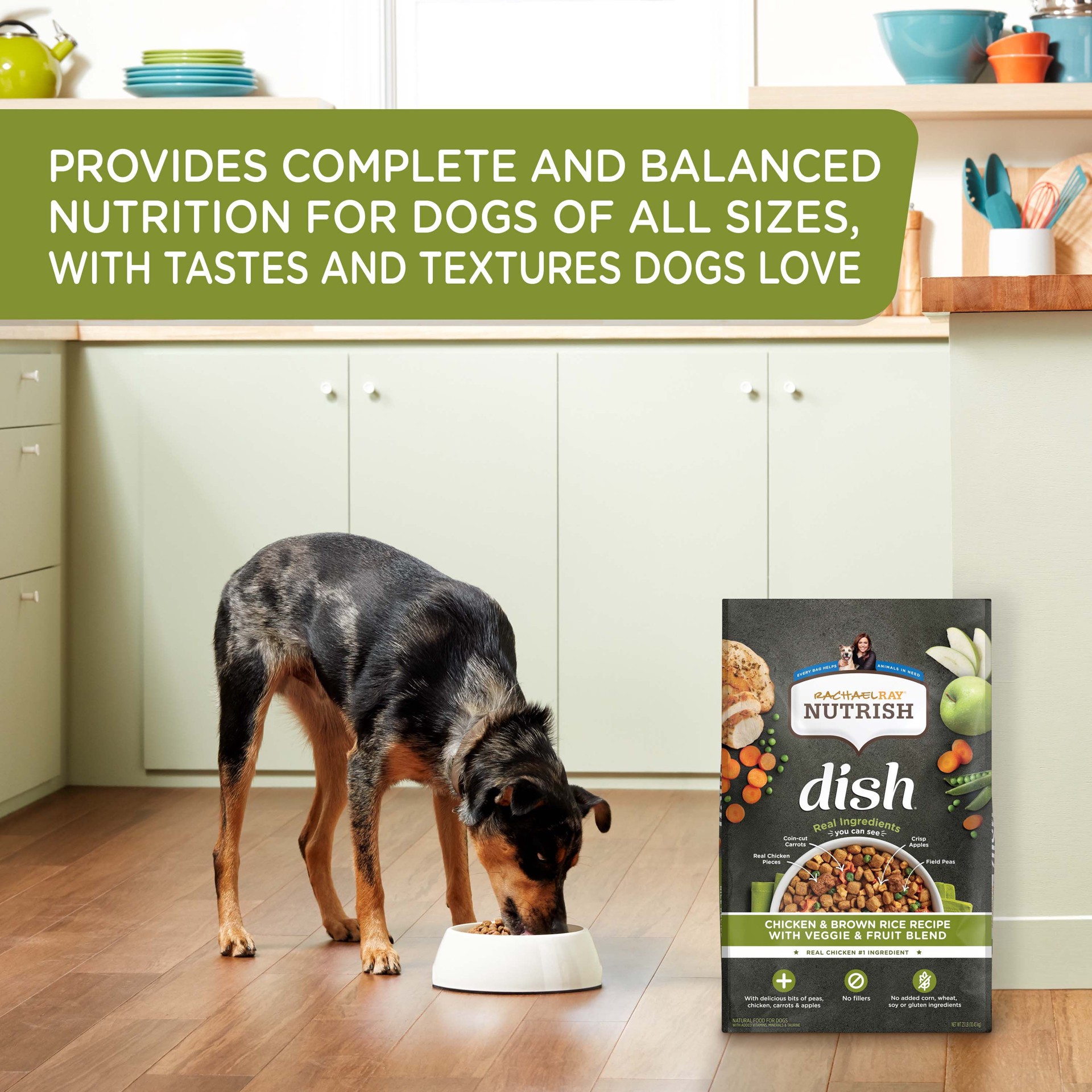 slide 8 of 9, Rachael Ray Nutrish Dish Chicken & Brown Rice Recipe With Veggie & Fruit Blend Dry Dog Food, 23 lb. Bag, 23 lb