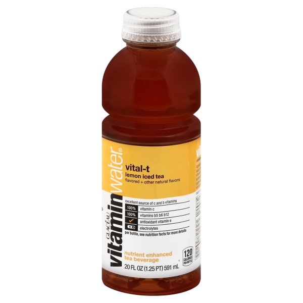 slide 1 of 1, vitaminwater Tea Beverage Nutrient Enhanced Vital-t Lemon Iced Tea - 20 fl oz, 20 fl oz