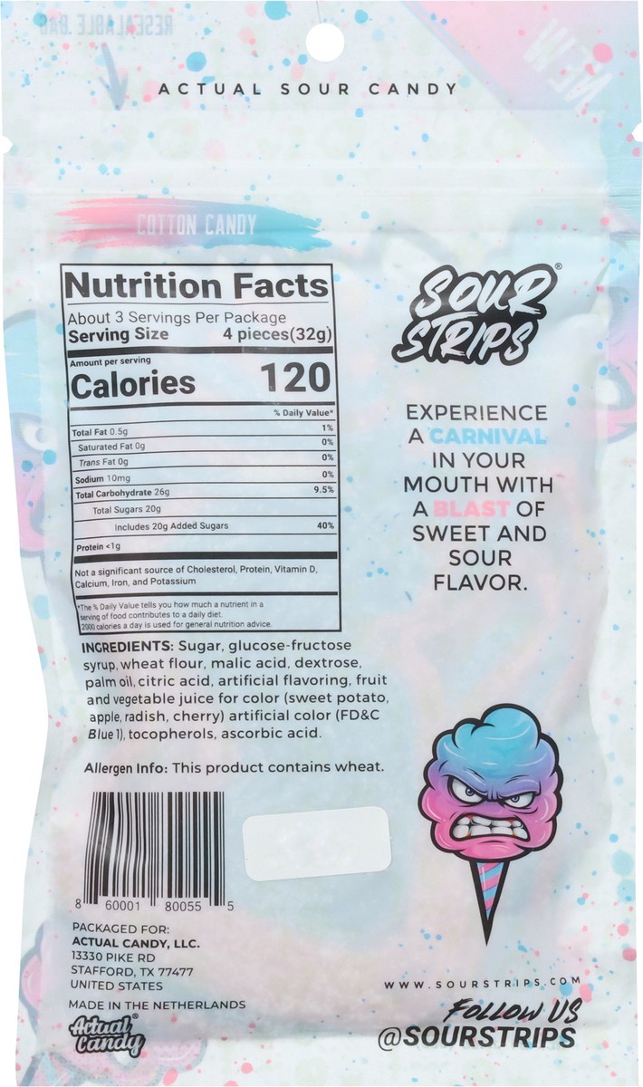 slide 10 of 12, Sour Strips Cotton Candy Candy - 3.4 oz, 3.4 oz
