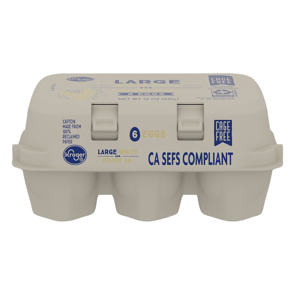 slide 2 of 2, Kroger Cage Free Large White Grade Aa Eggs, 6 ct
