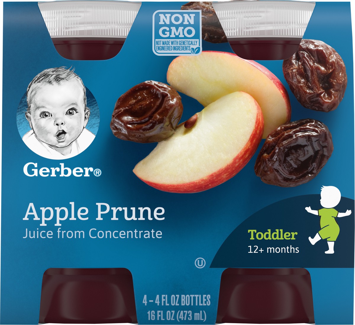 slide 7 of 9, Gerber Apple Prune Juice From Concentrate, 4 ct; 4 fl oz