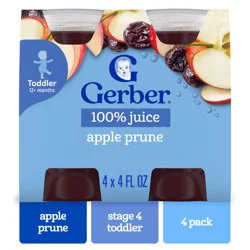 Gerber Apple Prune Juice, Toddler Juice, Toddler Drink, Baby Prune Juice, 12+ Months, 4PK