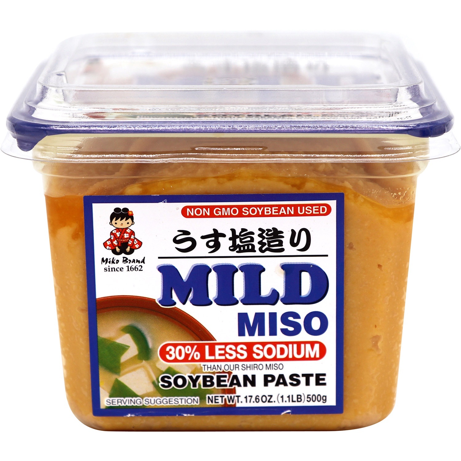 slide 1 of 1, Miko Brand 30% Less Sodium Mild Miso, 17.64 oz
