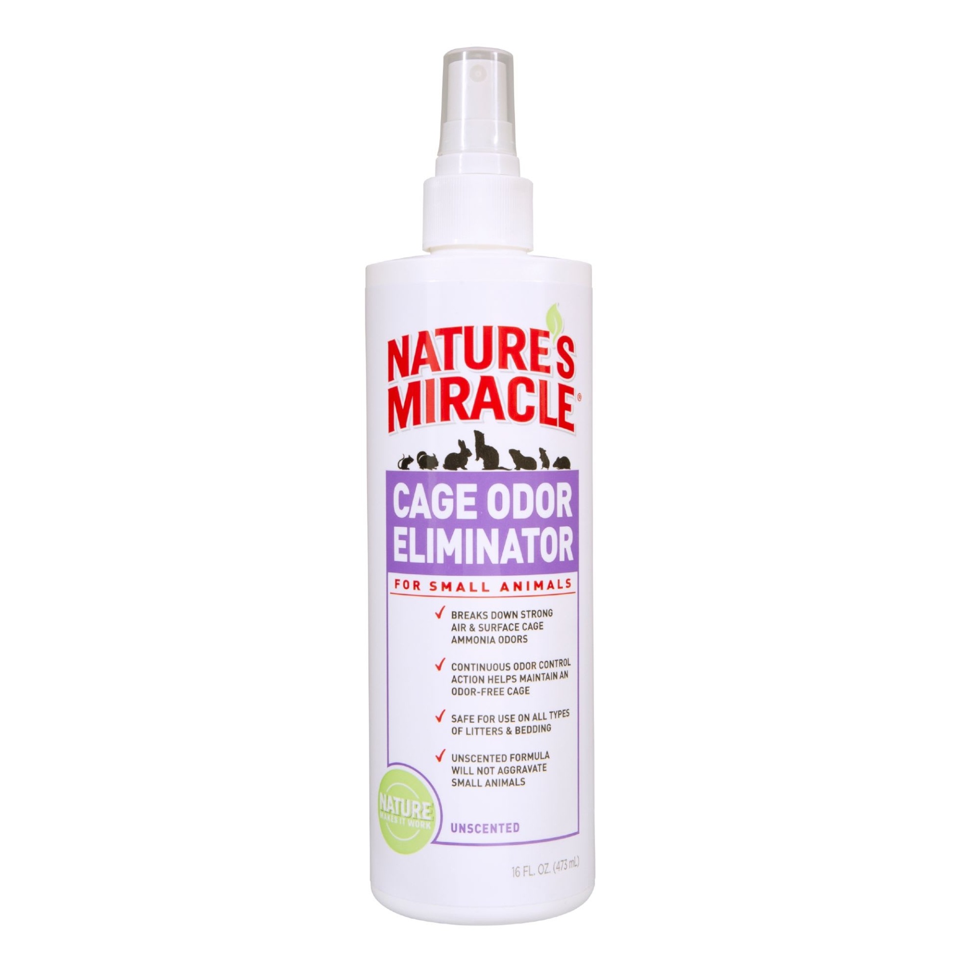 slide 1 of 1, Nature's Miracle Cage Odor Eliminator for Small Animals, 16 fl oz