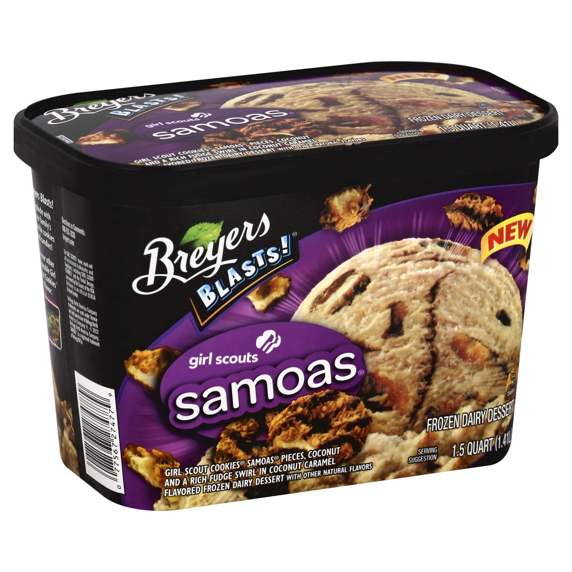slide 1 of 4, Breyer's Blasts Girl Scouts Samoas Frozen Dairy Dessert, 48 oz