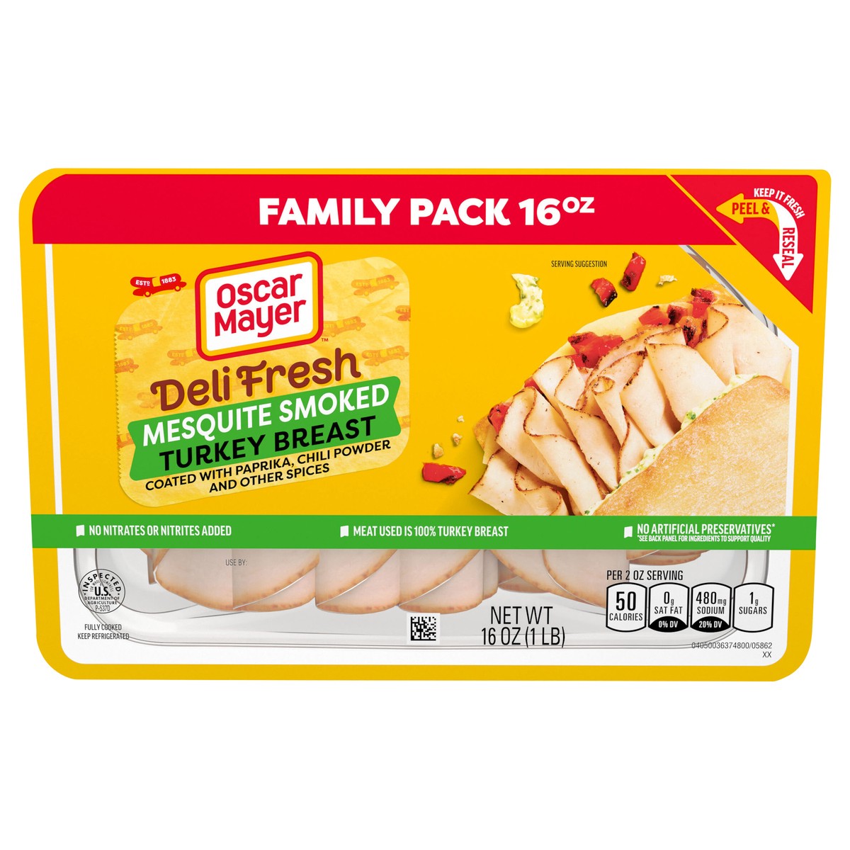 slide 1 of 5, Oscar Mayer Deli Fresh Mesquite Smoked Turkey Breast, 16 oz Family Pack, 16 oz