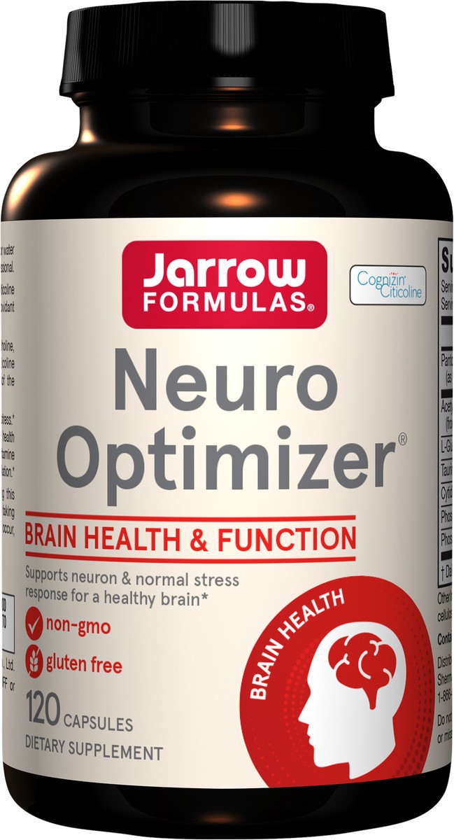 slide 2 of 4, Jarrow Formulas Neuro Optimizer - Dietary Supplement - Brain Health & Antioxidant Support - Includes 7 Neuro Nutrients - Gluten Free - 120 Capsules - 30 Servings, 120 ct