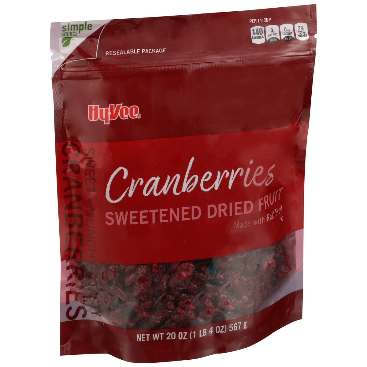 slide 2 of 8, Hy-vee Cranberries Sweetened Dried Fruit, 20 oz