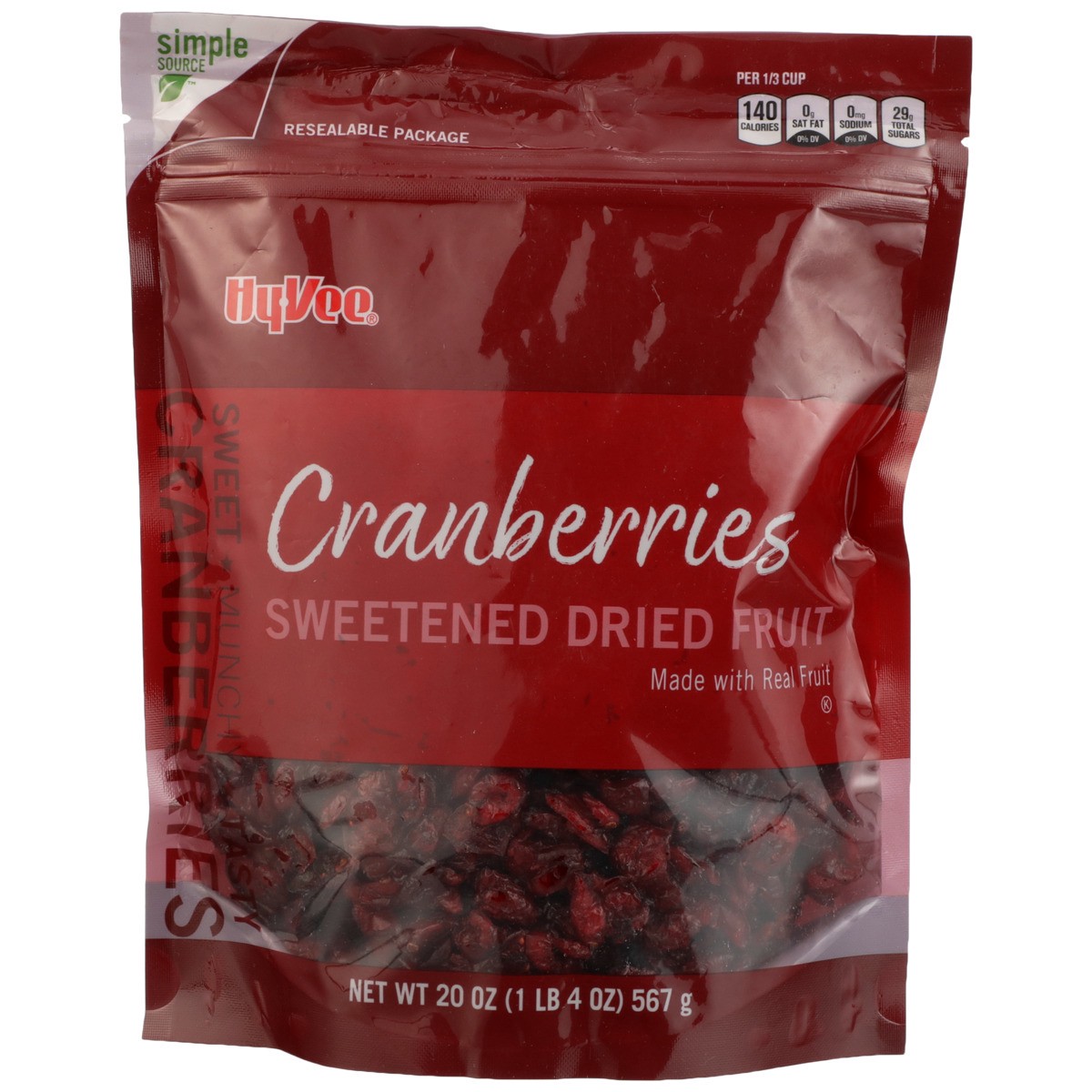 slide 5 of 8, Hy-vee Cranberries Sweetened Dried Fruit, 20 oz