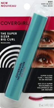 slide 1 of 1, Covergirl Mascara, The Super Sizer Big Curl, Very Black 800, 12 ml