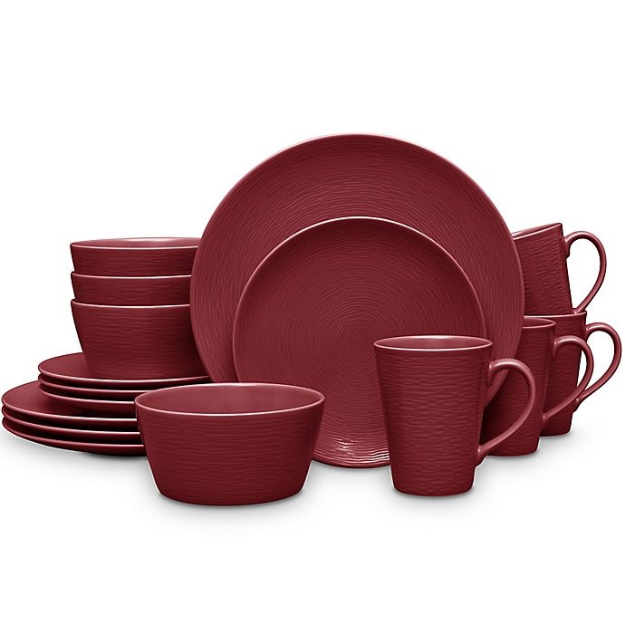 slide 1 of 1, Noritake Red on Red Swirl Coupe Dinnerware Set, 16 ct