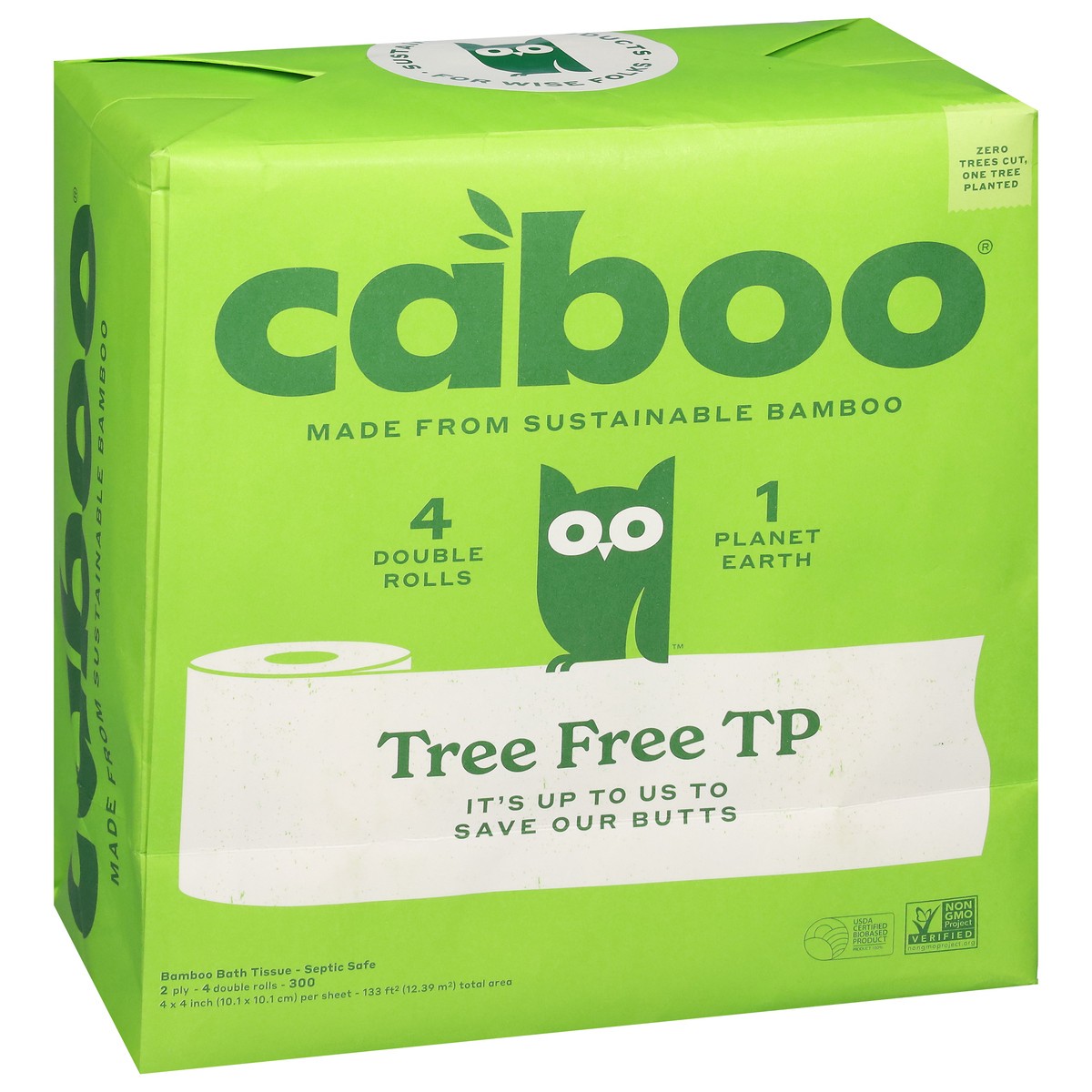 slide 3 of 4, Caboo 2 Ply Double Rolls Bamboo Bath Tissue 4 - 300 Pack, 4 ct