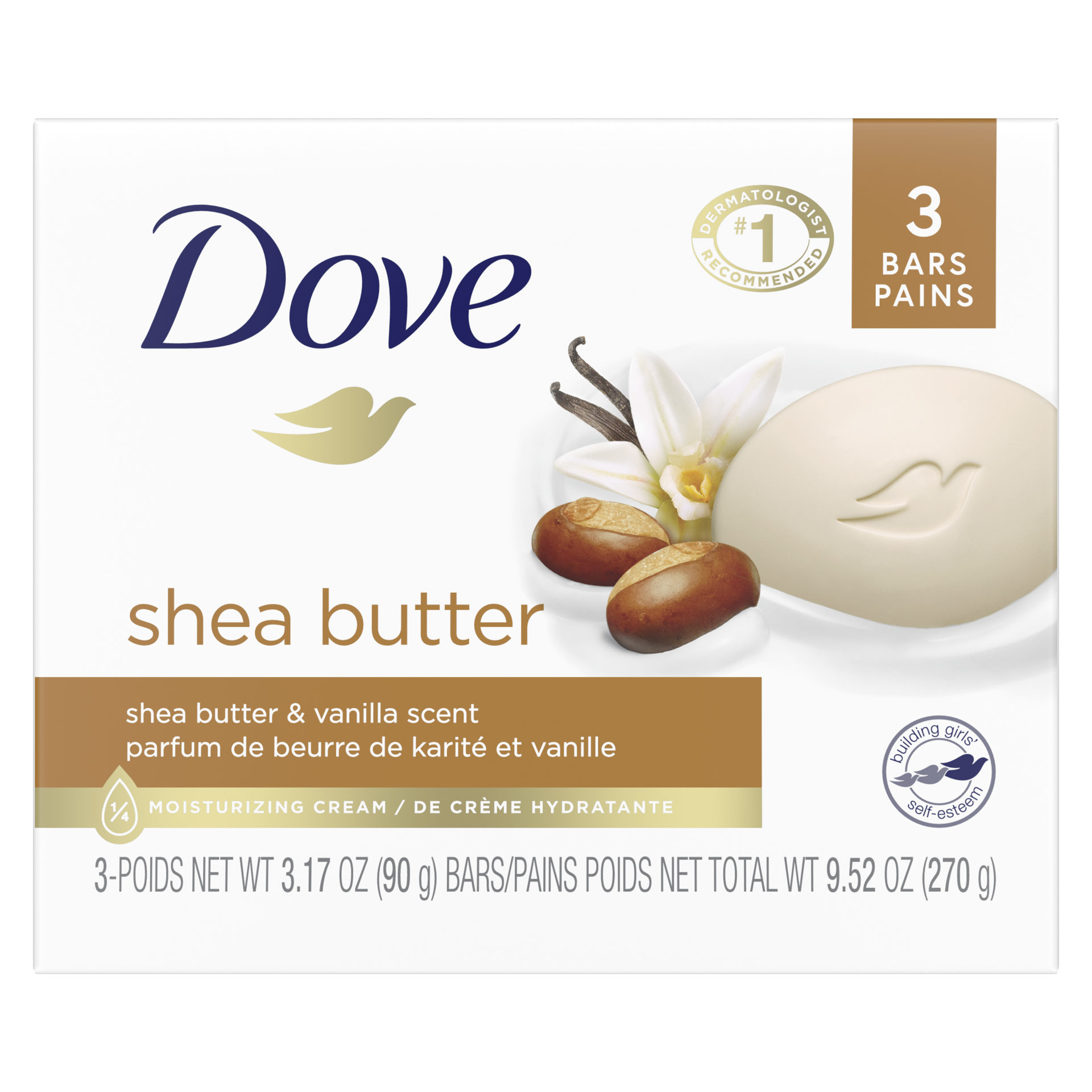 slide 3 of 4, Dove Beauty Bar Gentle Skin Cleanser Shea Butter, 3.17 oz, 3 Bars , 3.17 oz