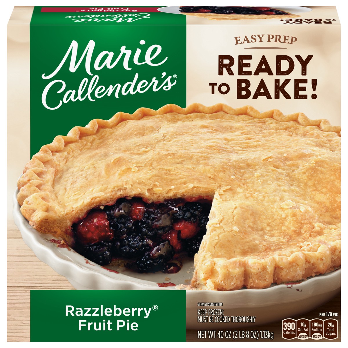 slide 1 of 5, Marie Callender's Razzleberry Fruit Pie, Ready to Bake Frozen Dessert, 40 oz., 40 oz